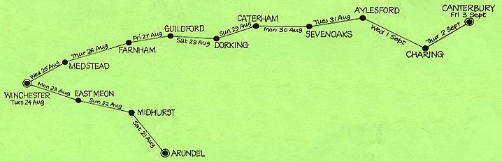 Click on the map to see details of each day, or use the hyperlinks above.