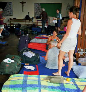 Beds rolled out in school hall